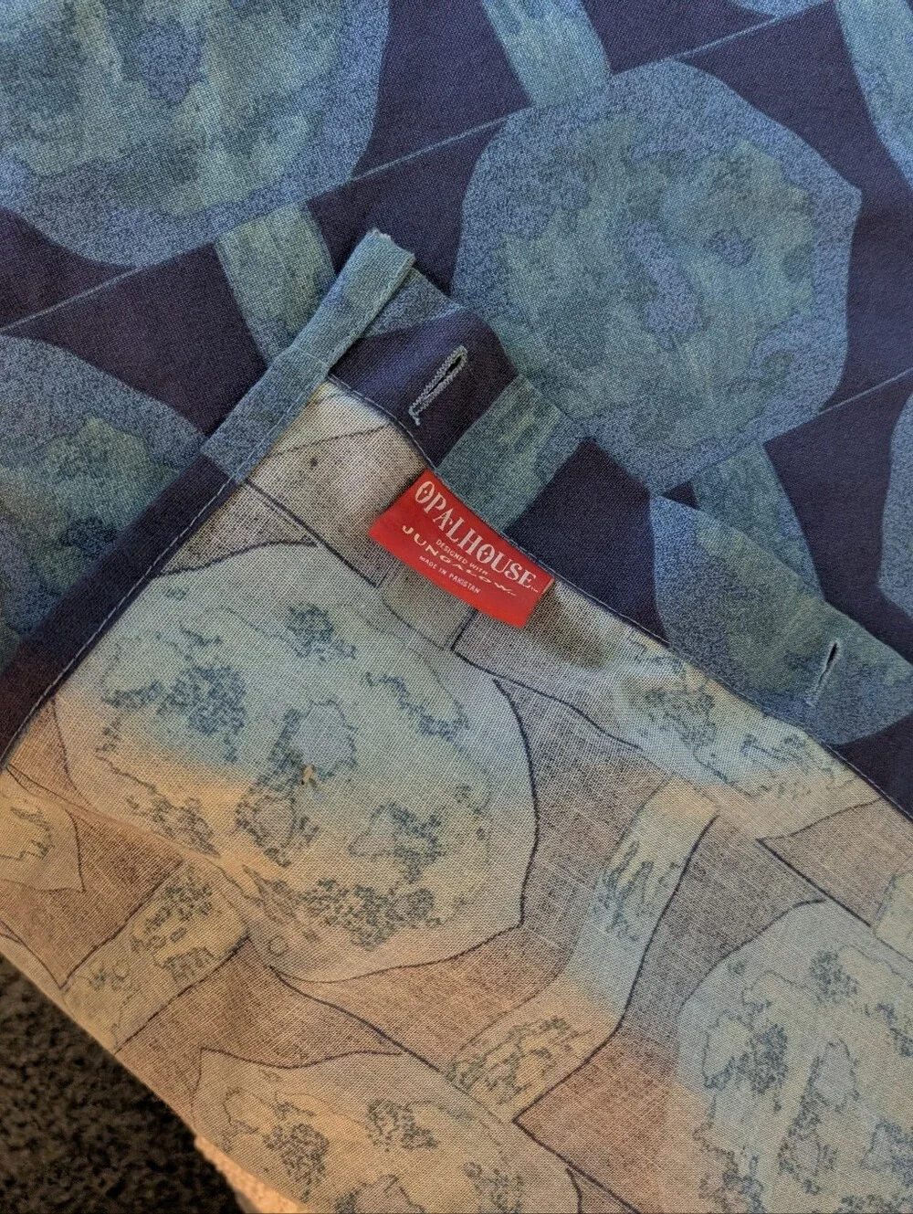 Opalhouse Jungalow Blue Pompom Buttonhole Top Shower Curtain Size 72